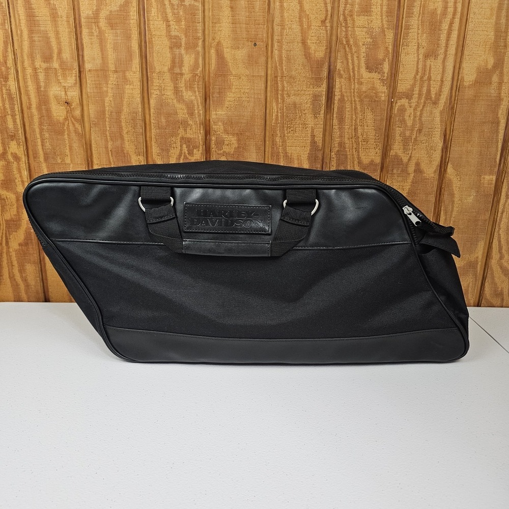 Harley Davidson Black Tote Bag Angled for Motorcycle Saddle Bag 20" x 11"